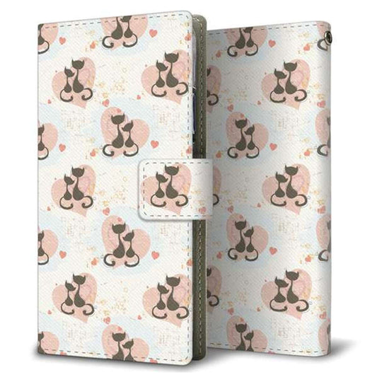 au ギャラクシーA51 SCG07 画質仕上げ プリント手帳型ケース(薄型スリム)【EK922 ネコのカップル】