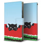 au ギャラクシー S20 5G SCG01 画質仕上げ プリント手帳型ケース(薄型スリム)【IA815 すいかをかじるネコ(大)】