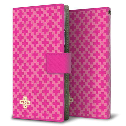 SoftBank アクオス Xx3 506SH 高画質仕上げ プリント手帳型ケース(薄型スリム)【IB901  クロスドット_ピンク】
