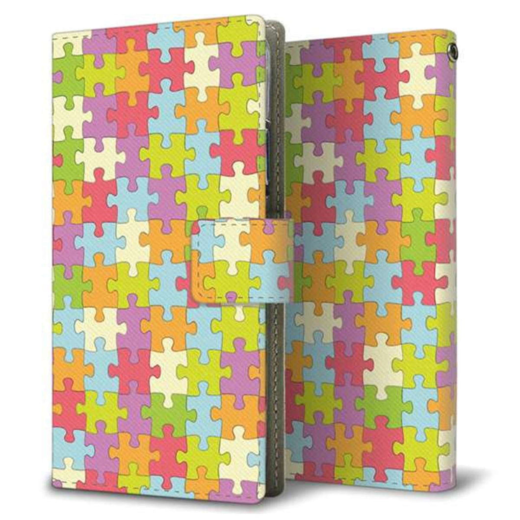 SIMフリー エクスペリア10 III Lite XQ-BT44 画質仕上げ プリント手帳型ケース(薄型スリム)【IB902 ジグソーパズル_カラフル】