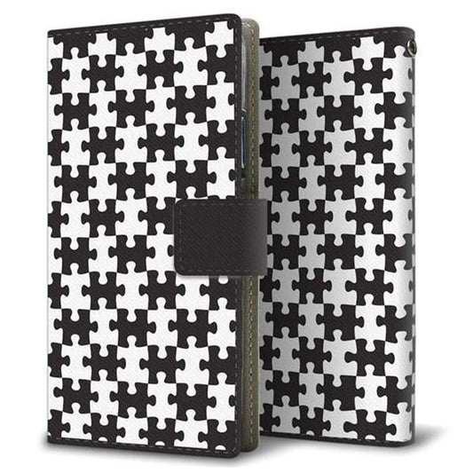 楽天モバイル アクオスセンス4 プラス SH-M16 画質仕上げ プリント手帳型ケース(薄型スリム)【IB903  ジグソーパズル_モノトーン】
