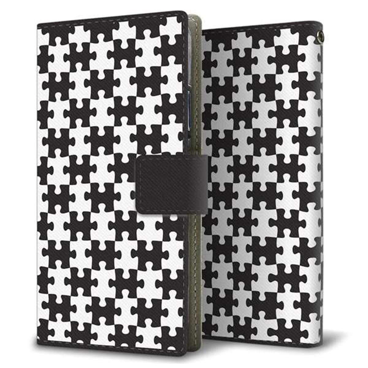 Xperia Ace III SOG08 au 画質仕上げ プリント手帳型ケース(薄型スリム)【IB903  ジグソーパズル_モノトーン】