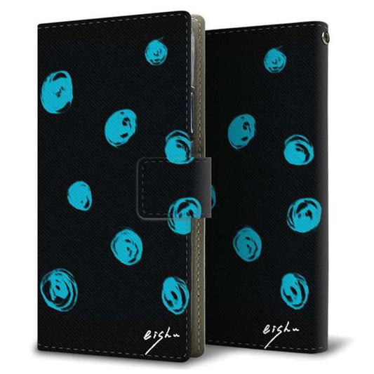 docomo HUAWEI（ファーウェイ） P30 Pro HW-02L 画質仕上げ プリント手帳型ケース(薄型スリム)【OE838 手描きシンプル ブラック×ブルー】