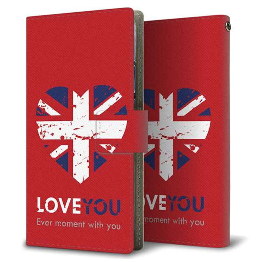 SoftBank アクオスゼロ2 906SH 画質仕上げ プリント手帳型ケース(薄型スリム)【SC804 ユニオンジャック ハートビンテージレッド】