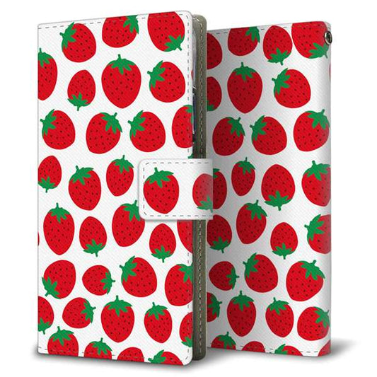 softbank エクスペリア5 901SO 高画質仕上げ プリント手帳型ケース(薄型スリム)【SC811 小さいイチゴ模様 レッド】