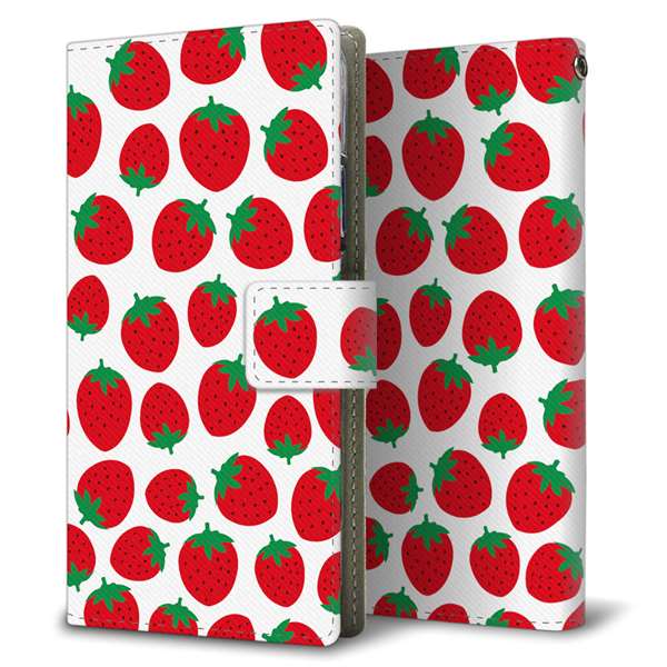 simフリー HUAWEI（ファーウェイ） P30 lite Marie-L22J 高画質仕上げ プリント手帳型ケース(薄型スリム)【SC811 小さいイチゴ模様 レッド】