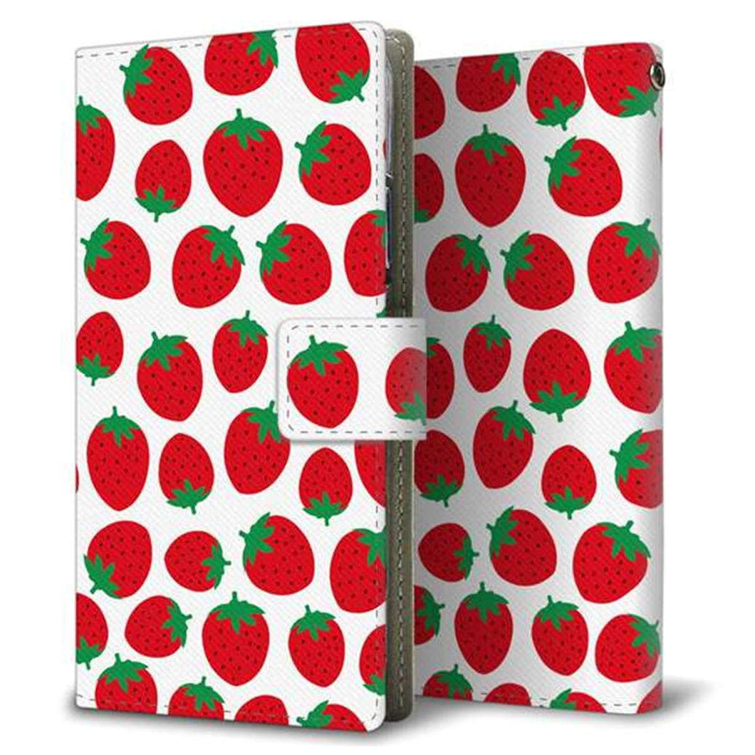 ZenFone（ゼンフォン）Max(M2) ZB633KL 画質仕上げ プリント手帳型ケース(薄型スリム)【SC811 小さいイチゴ模様 レッド】