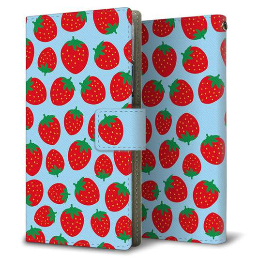 OPPO Reno A 高画質仕上げ プリント手帳型ケース(薄型スリム)【SC814 小さいイチゴ模様 レッドとブルー】