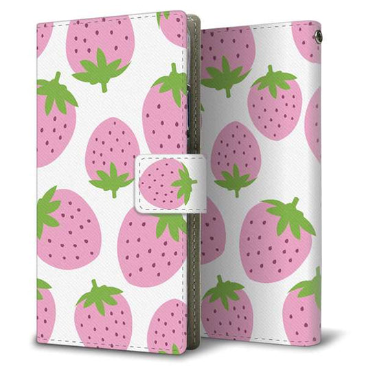 simフリー HUAWEI（ファーウェイ） P30 lite Marie-L22J 高画質仕上げ プリント手帳型ケース(薄型スリム)【SC816 大きいイチゴ模様 ピンク】