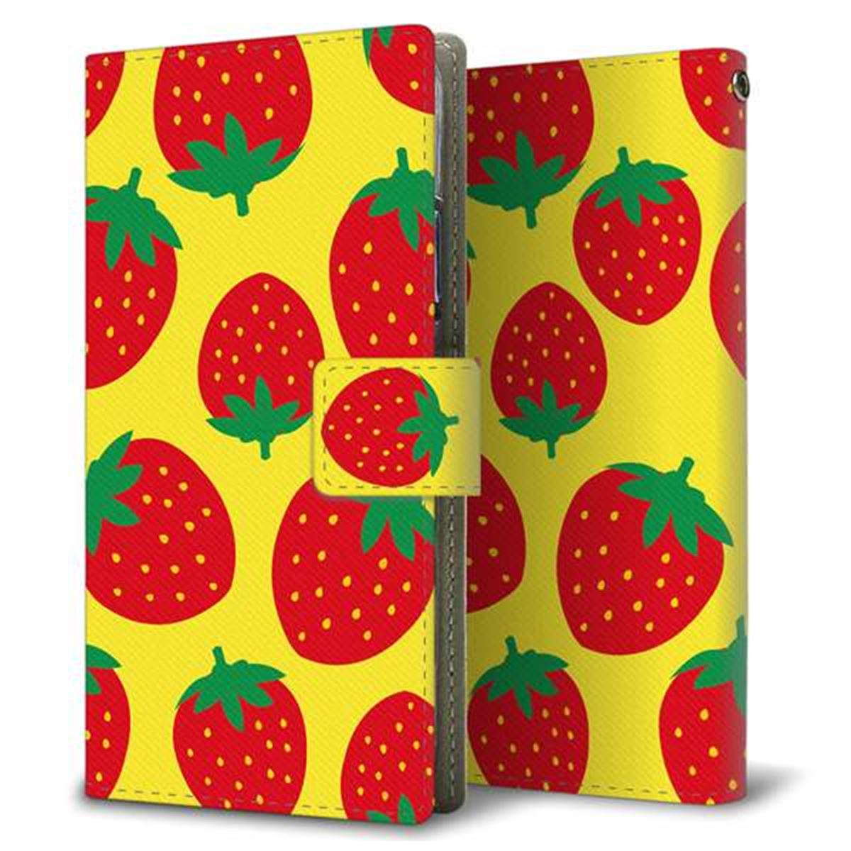 docomo エクスペリアXコンパクト SO-02J 画質仕上げ プリント手帳型ケース(薄型スリム)【SC819 大きいイチゴ模様レッドとイエロー】