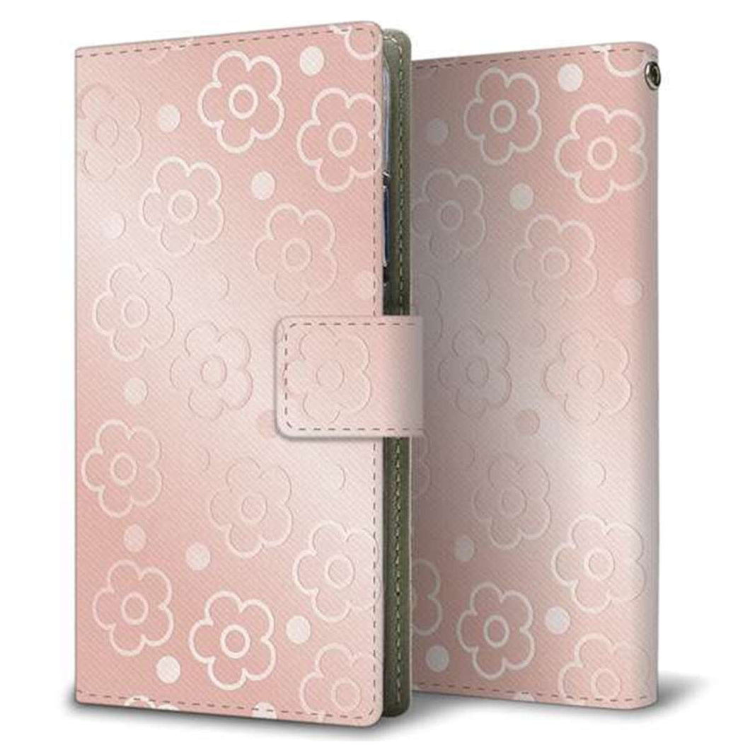 iPhone14 Pro 画質仕上げ プリント手帳型ケース(薄型スリム)【SC843 エンボス風デイジーシンプル（ローズピンク）】