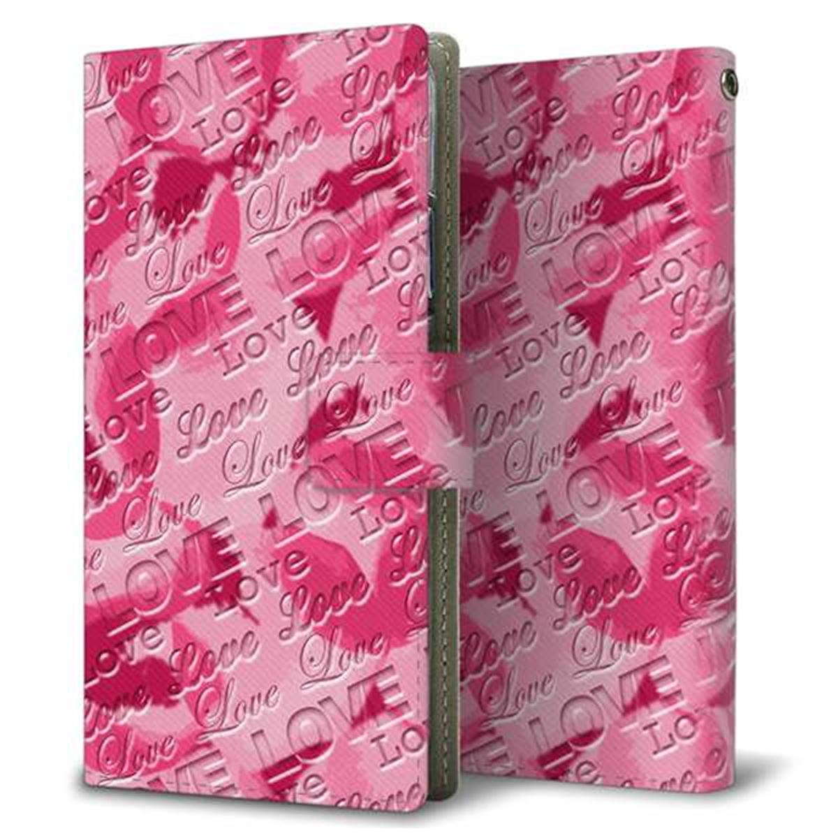 docomo HUAWEI（ファーウェイ） P30 Pro HW-02L 画質仕上げ プリント手帳型ケース(薄型スリム)【SC845 フラワーヴェルニLOVE濃いピンク（ローズアンディアン）】