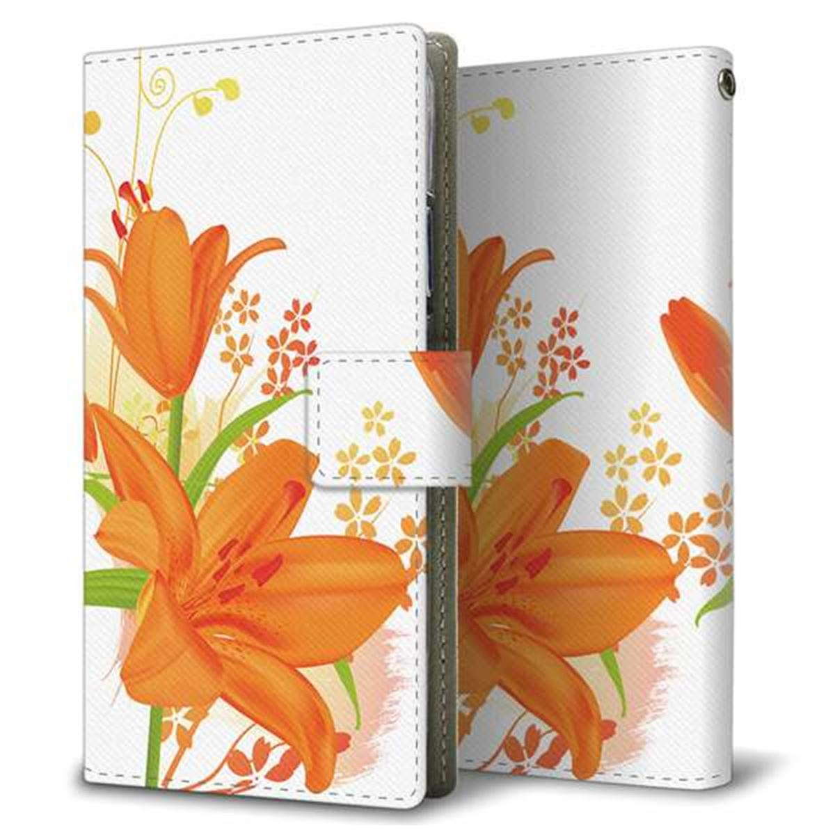 ZenFone（ゼンフォン）Max(M2) ZB633KL 画質仕上げ プリント手帳型ケース(薄型スリム)【SC848 ユリ（オレンジ）】