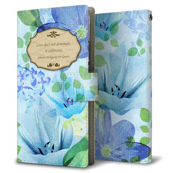 SoftBank アクオス Xx3 506SH 高画質仕上げ プリント手帳型ケース(薄型スリム)【SC865 リバティプリント フラワーエンブレム（ブルー）】