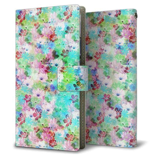 HUAWEI（ファーウェイ） P40 lite E ART-L29N 画質仕上げ プリント手帳型ケース(薄型スリム)【SC872 リバティプリント プレスドフラワー（グリーン）】