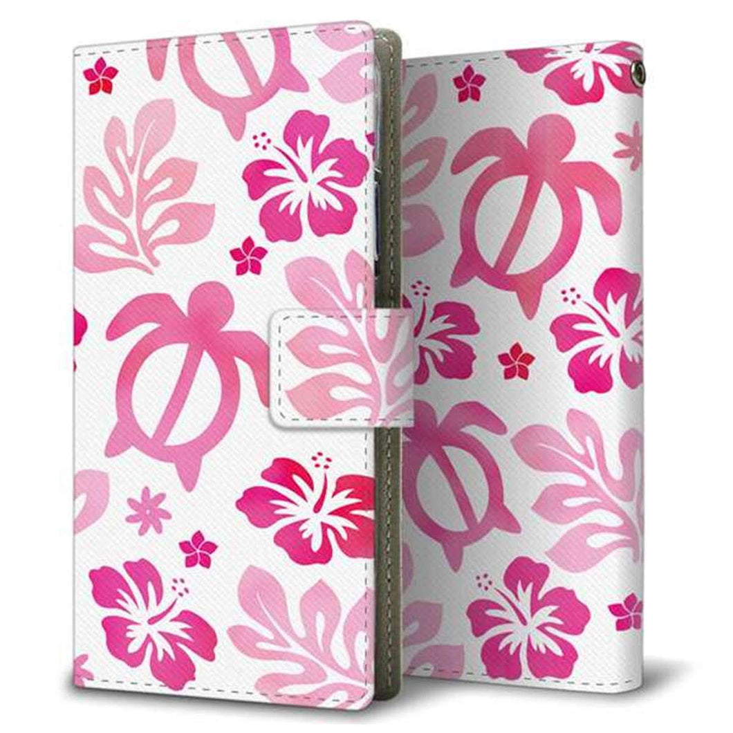 docomo LG style3 L-41A 画質仕上げ プリント手帳型ケース(薄型スリム)【SC879 ハワイアンアロハホヌ（ピンク）】