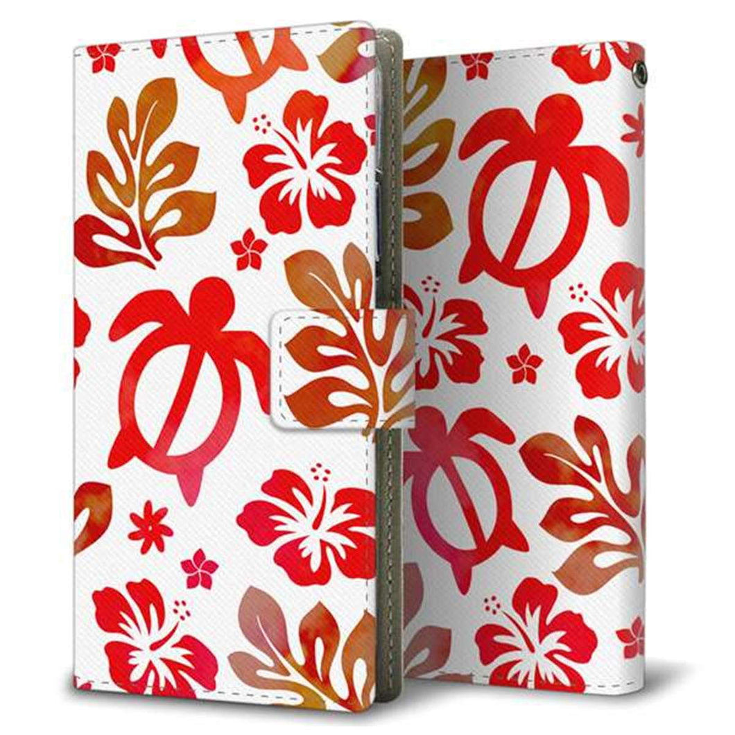 docomo LG ベルベット L-52A 画質仕上げ プリント手帳型ケース(薄型スリム)【SC881 ハワイアンアロハホヌ（レッド）】