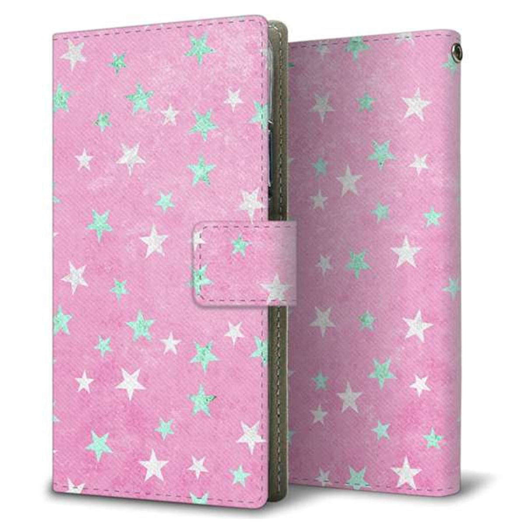 Xperia Ace III SOG08 au 画質仕上げ プリント手帳型ケース(薄型スリム)【SC889 お星さまキラキラ（ピンク）】