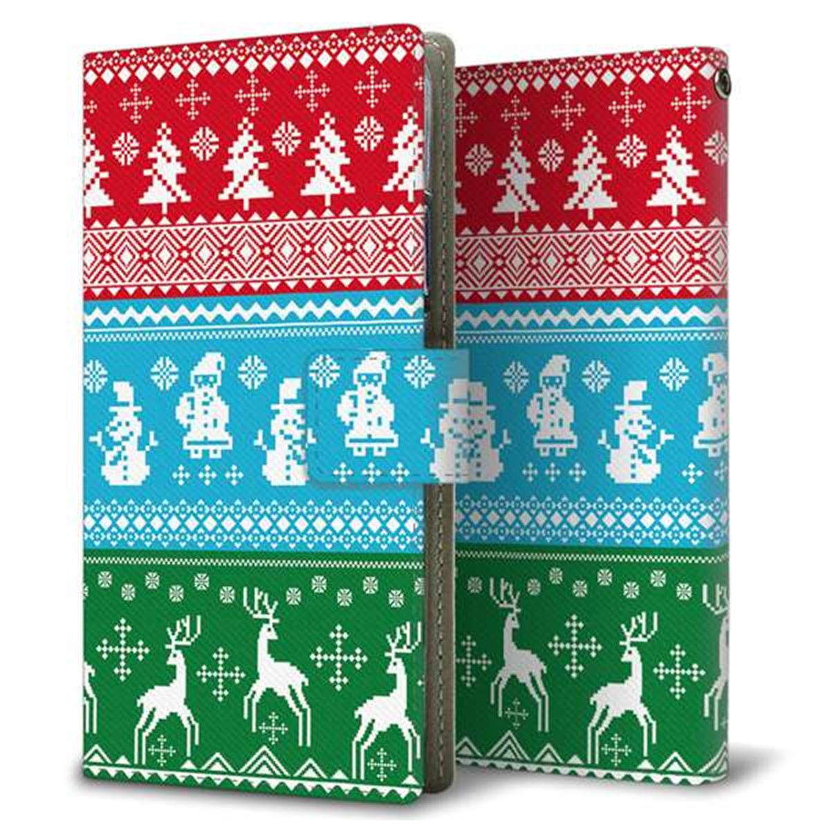 楽天モバイル OPPO（オッポ） A73 画質仕上げ プリント手帳型ケース(薄型スリム)【XA807 X'masモチーフ】