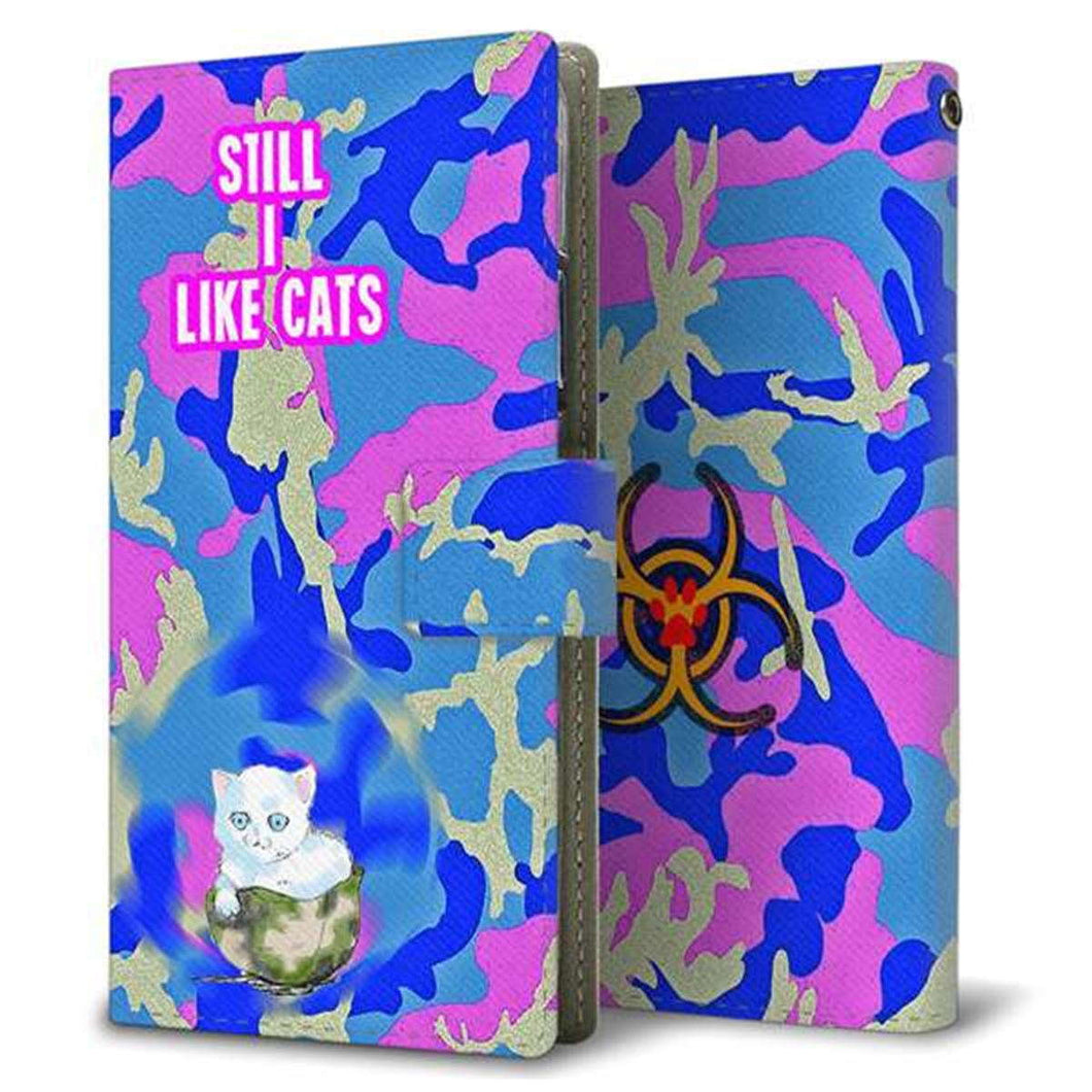 au ギャラクシー S10+ SCV42 画質仕上げ プリント手帳型ケース(薄型スリム)【YA897 ヘルメットの子猫 L】