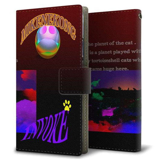 Y!mobile LG Q Stylus 801LG 画質仕上げ プリント手帳型ケース(薄型スリム)【YA913 ミケネコの惑星】