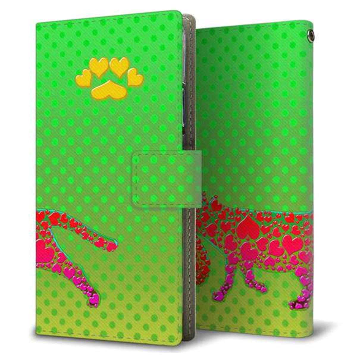 au HUAWEI（ファーウェイ） P30 lite Premium HWV33 画質仕上げ プリント手帳型ケース(薄型スリム)【YA977 ハートネコ03】