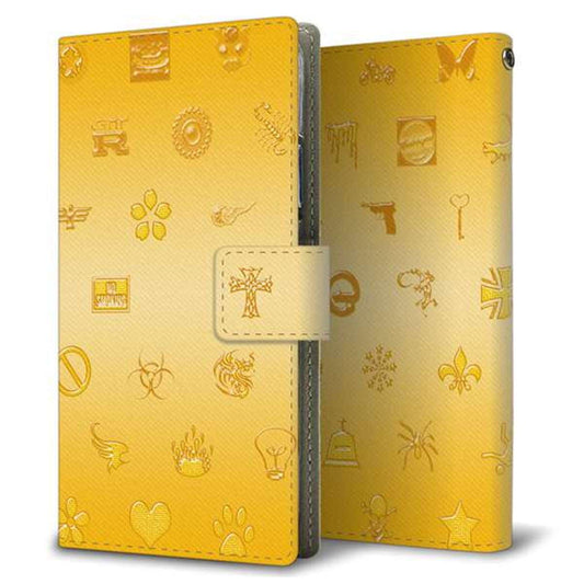 シンプルスマホ6 A201SH SoftBank 画質仕上げ プリント手帳型ケース(薄型スリム)【YB815 パターン黄色】