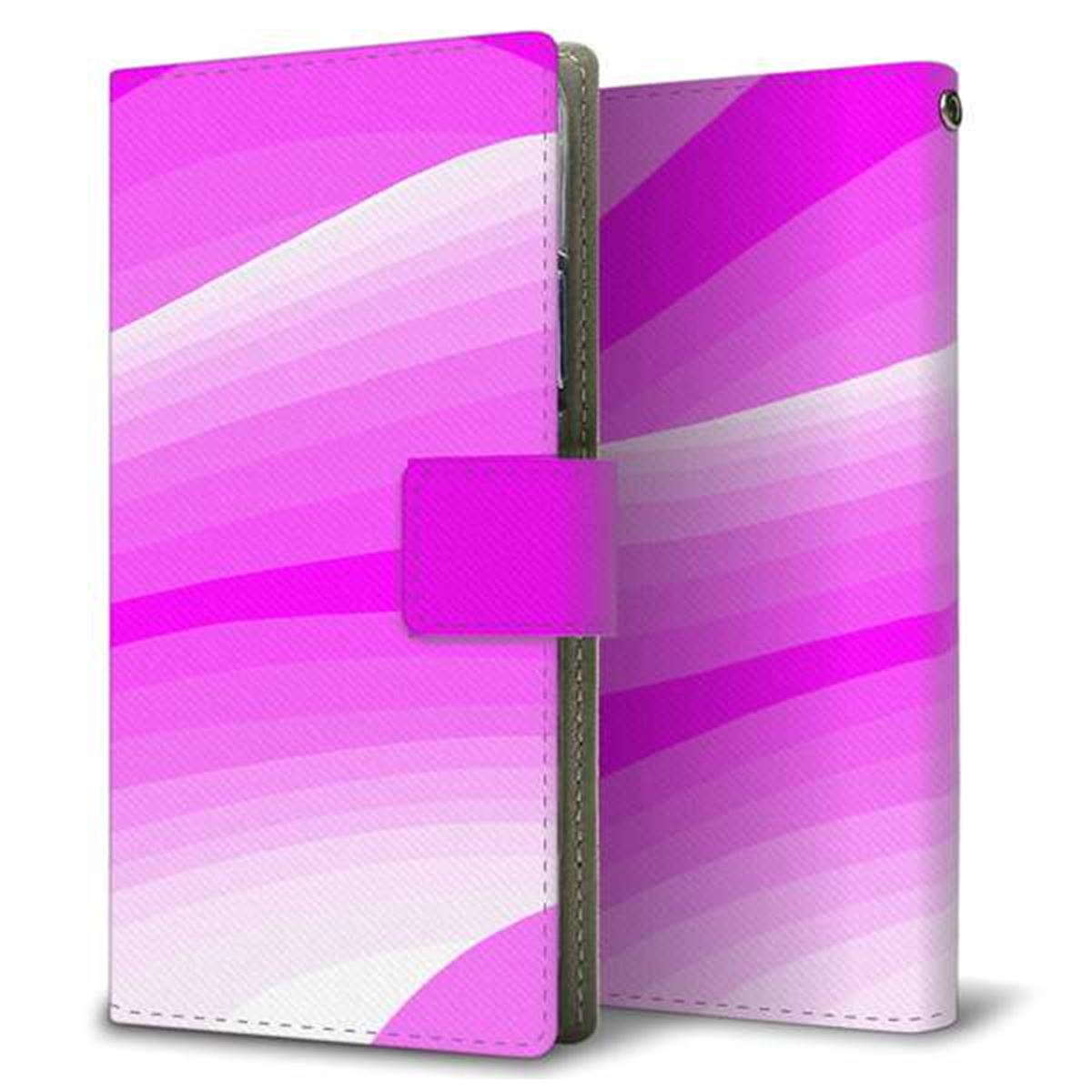 Xperia Ace III SOG08 au 画質仕上げ プリント手帳型ケース(薄型スリム)【YB864 ウェーブピンク】