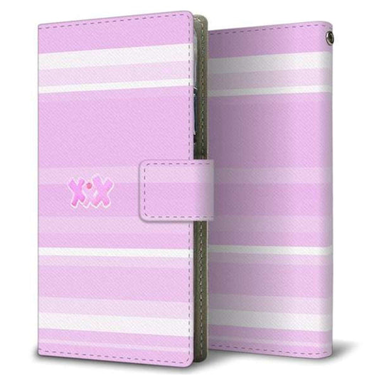 iPhone6 PLUS 画質仕上げ プリント手帳型ケース(薄型スリム)【YB930 ボーダーピンク】