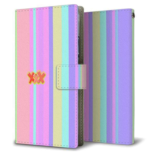 Xperia 5 III SOG05 au 画質仕上げ プリント手帳型ケース(薄型スリム)【YB932 パステルストライプ】