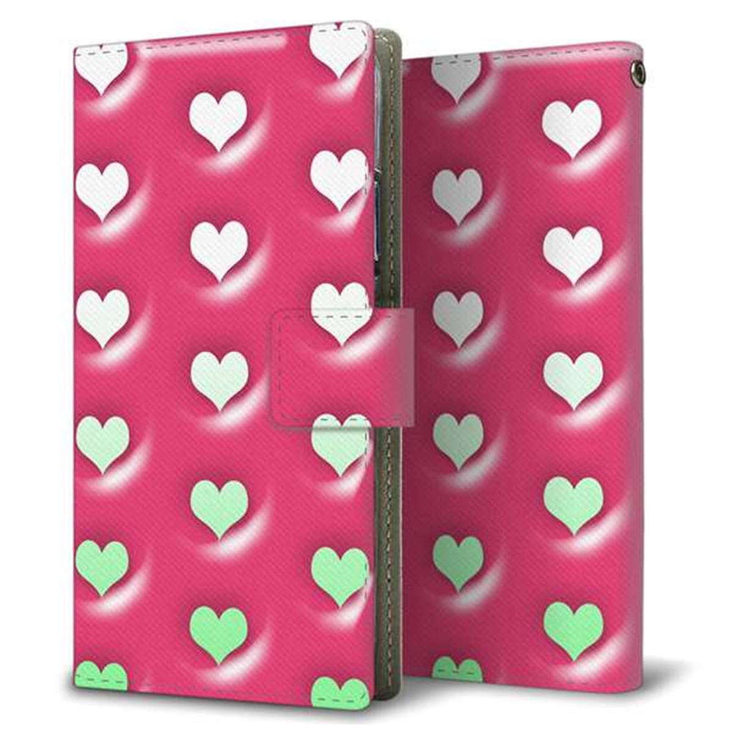 Galaxy A53 5G SCG15 au 画質仕上げ プリント手帳型ケース(薄型スリム)【YB966 ハートピンク】