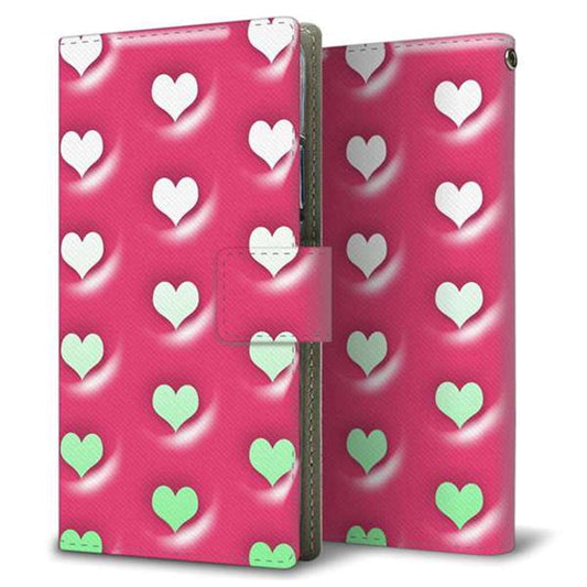 docomo アクオス センス SH-01K 画質仕上げ プリント手帳型ケース(薄型スリム)【YB966 ハートピンク】