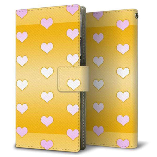 au エクスペリアXZ SOV34 画質仕上げ プリント手帳型ケース(薄型スリム)【YB967 ハートイエロー】