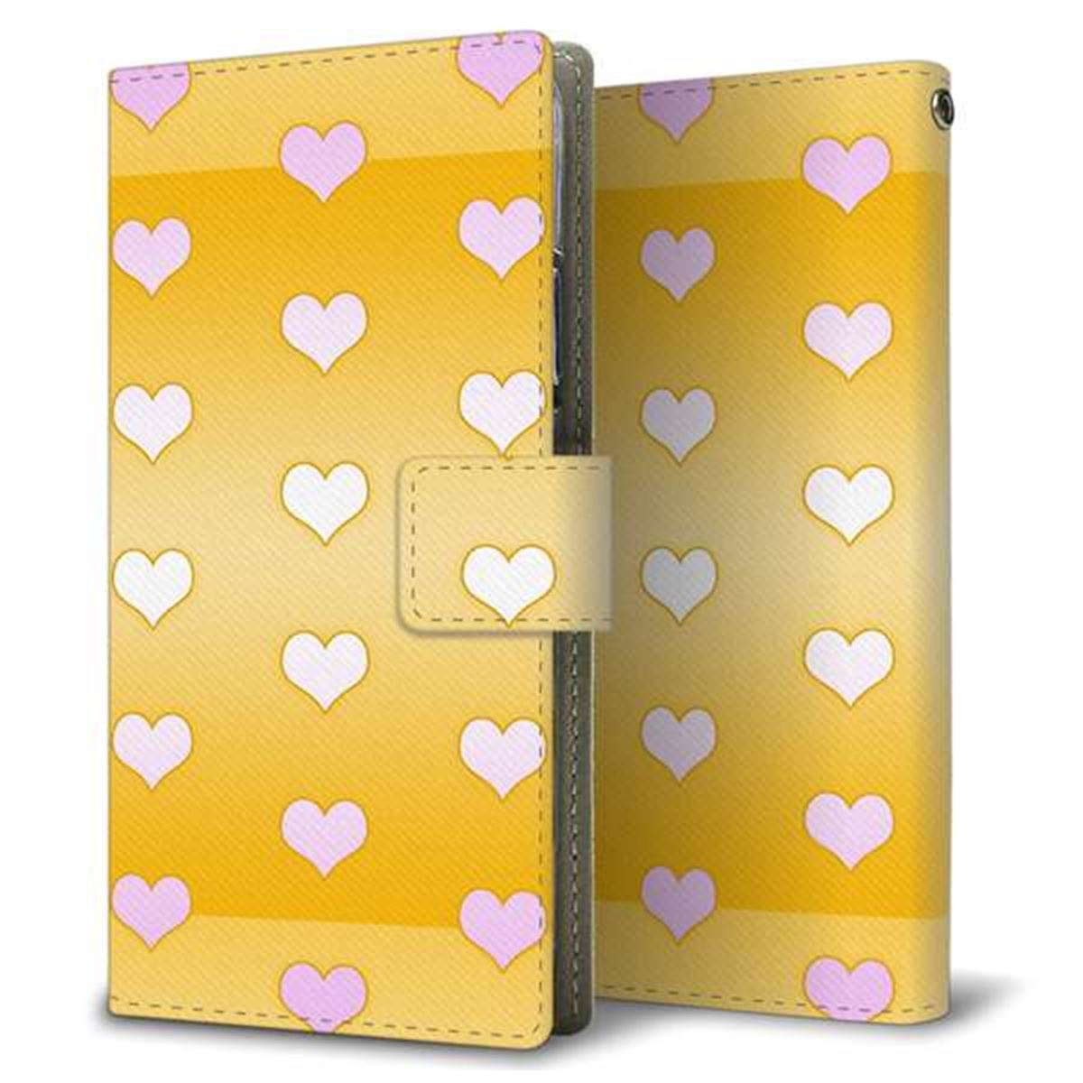 docomo エクスペリアX パフォーマンス SO-04H 画質仕上げ プリント手帳型ケース(薄型スリム)【YB967 ハートイエロー】