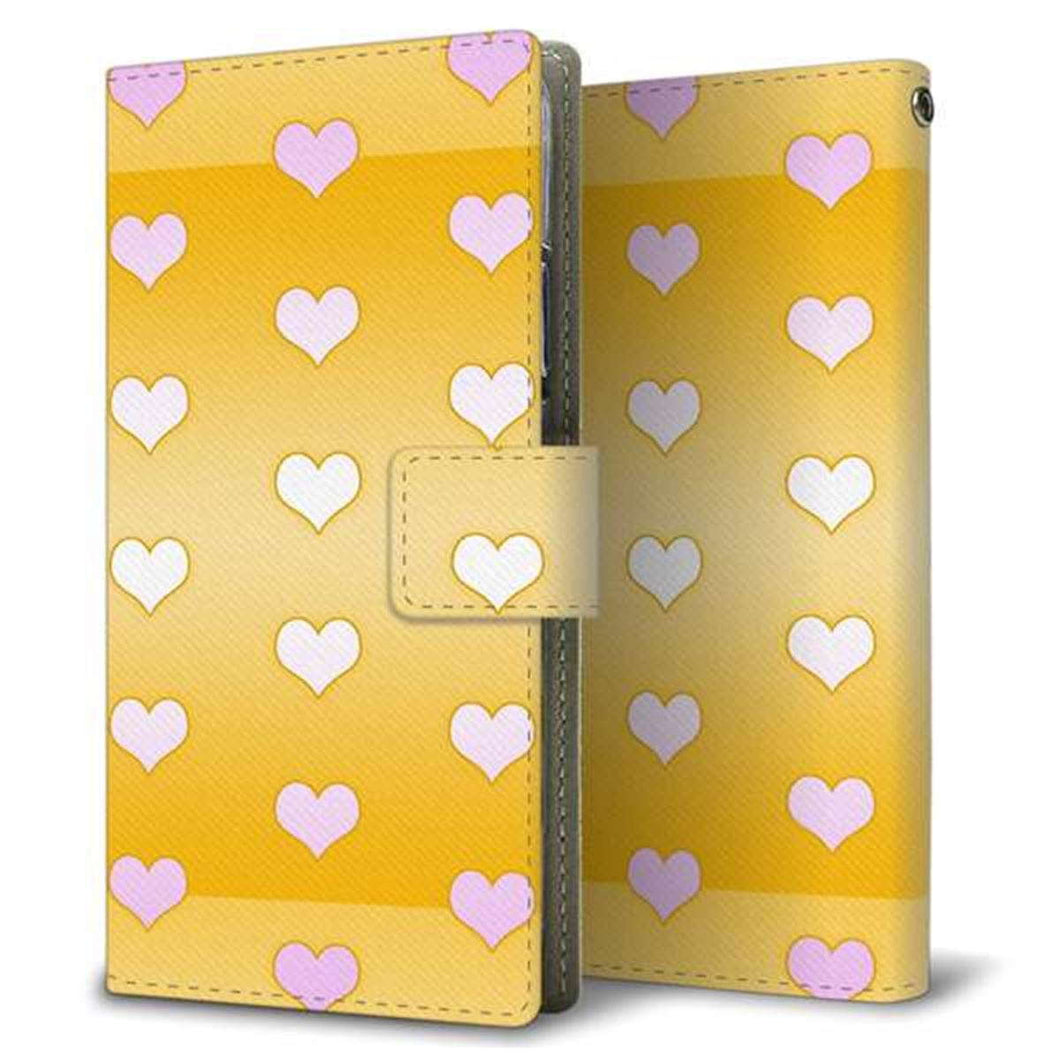 Y!mobile リベロS10 901ZT 画質仕上げ プリント手帳型ケース(薄型スリム)【YB967 ハートイエロー】