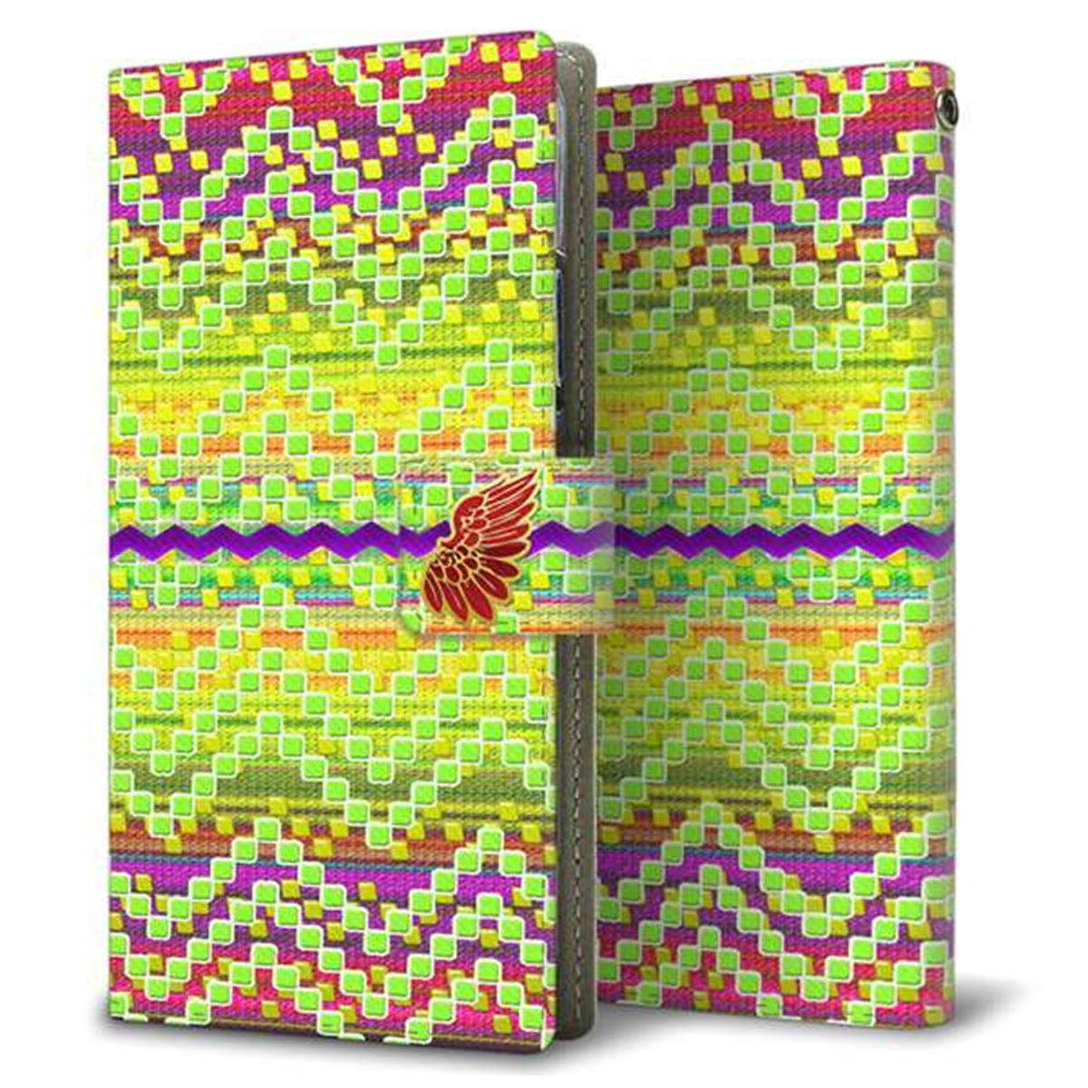 楽天モバイル アクオスセンス4 プラス SH-M16 画質仕上げ プリント手帳型ケース(薄型スリム)【YC838 インディアンデザイン02】