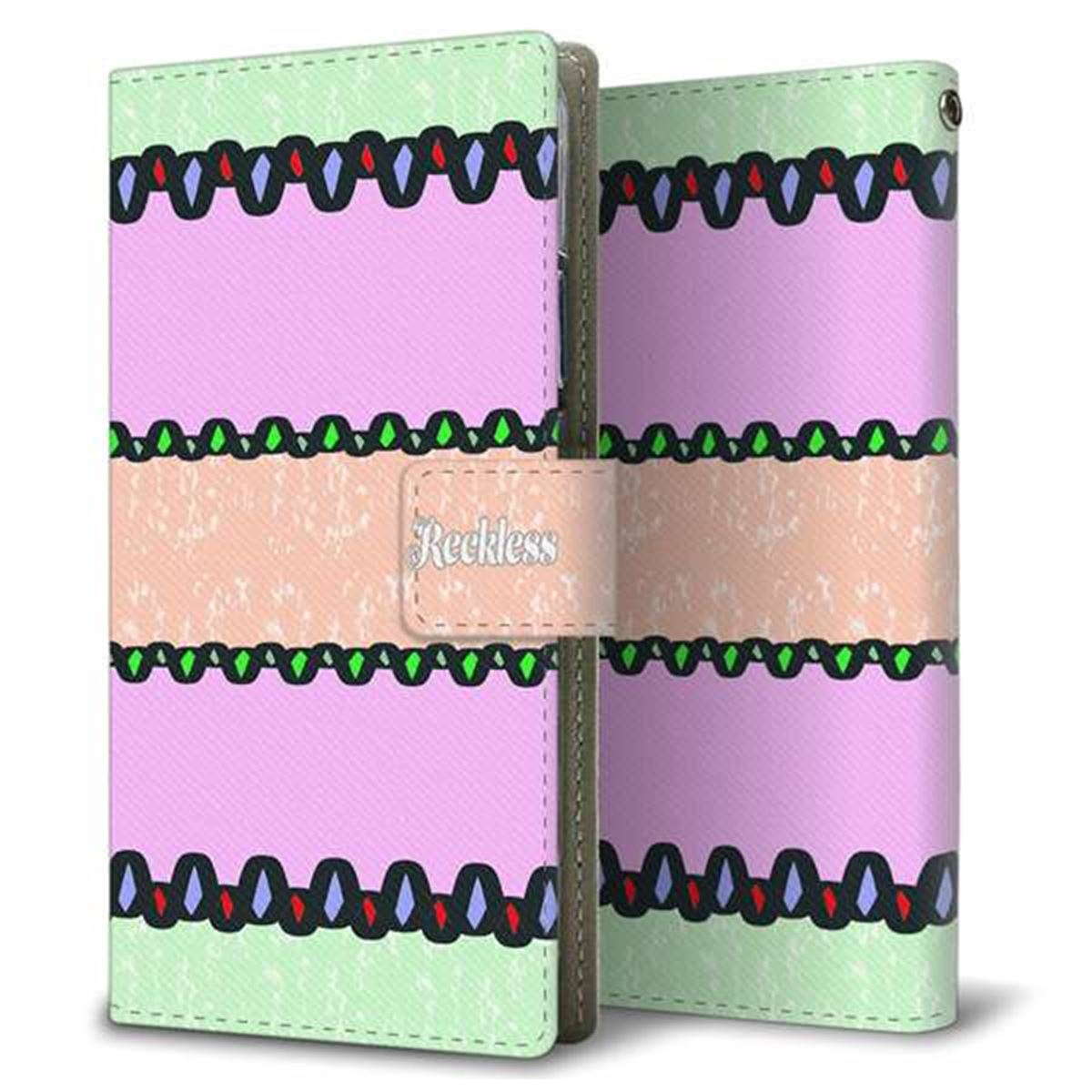 docomo アローズ NX F-01J 画質仕上げ プリント手帳型ケース(薄型スリム)【YC857 パステルボーダー02】