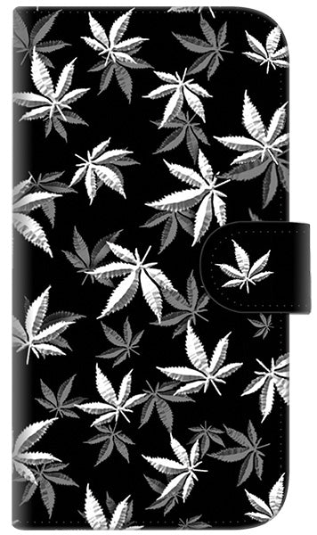 iPhone6 PLUS 高画質仕上げ プリント手帳型ケース(通常型)【064 モノトーン大麻ブラック】
