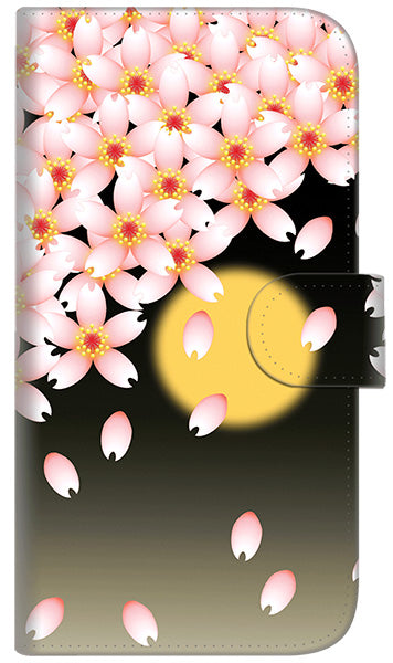 iPhone6 PLUS 高画質仕上げ プリント手帳型ケース(通常型)【136 満月と夜桜】