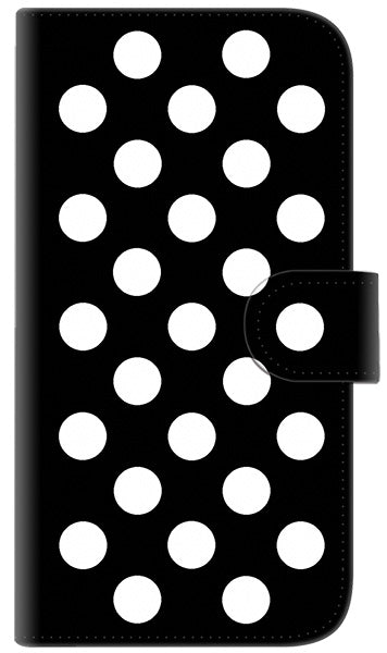 iPhone6 PLUS 高画質仕上げ プリント手帳型ケース(通常型)【332 シンプル柄（水玉）ブラックBig】