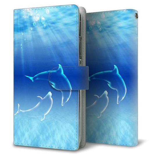 SoftBank シンプルスマホ5 A001SH 高画質仕上げ プリント手帳型ケース(通常型)【1048 海の守り神イルカ】