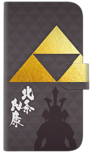 iPhone6 PLUS 高画質仕上げ プリント手帳型ケース(通常型)【AB810 北条氏康 シルエットと家紋】