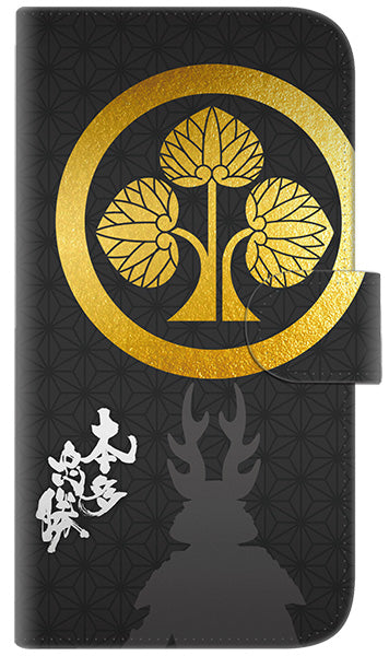 iPhone6 PLUS 高画質仕上げ プリント手帳型ケース(通常型)【AB814 本多忠勝 シルエットと家紋】