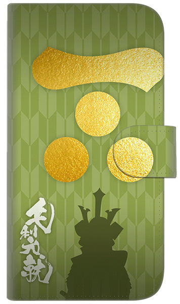 iPhone6 PLUS 高画質仕上げ プリント手帳型ケース(通常型)【AB815 毛利元就 シルエットと家紋】