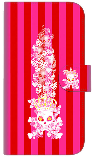 iPhone6 PLUS 高画質仕上げ プリント手帳型ケース(通常型)【AG803 苺骸骨王冠蔦（ピンク）】
