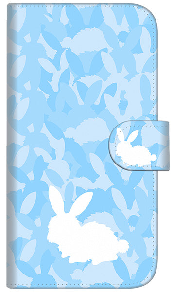 iPhone6 PLUS 高画質仕上げ プリント手帳型ケース(通常型)【AG805 うさぎ迷彩風（水色）】