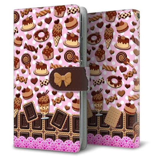 Y!mobile アンドロイドワン S2 高画質仕上げ プリント手帳型ケース(通常型)【AG855 チョコクッキー＆スイーツ ピンク】
