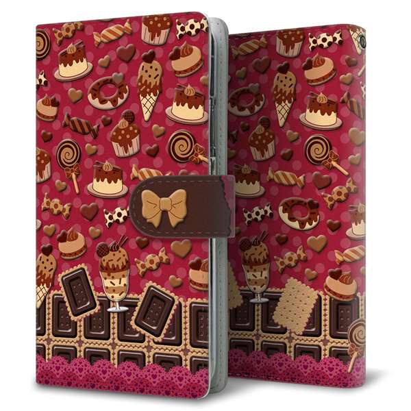docomo ギャラクシーS7エッジ SC-02H 高画質仕上げ プリント手帳型ケース(通常型)【AG857 チョコクッキー＆スイーツ ワインレッド】