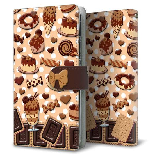 docomo アローズ NX F-01J 高画質仕上げ プリント手帳型ケース(通常型)【AG859 チョコクッキー＆スイーツ ブラウン】