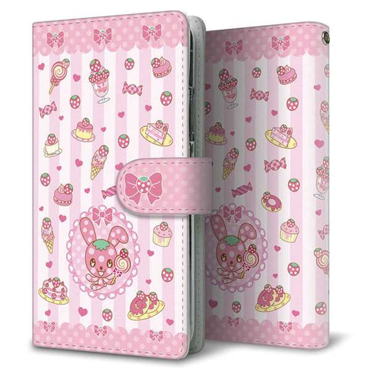 iPhone6 PLUS 高画質仕上げ プリント手帳型ケース(通常型)【AG866 イチゴウサギ（ラビベリー）の水玉スイーツ ピンク】